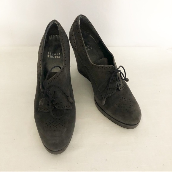 Stuart Weitzman 8.5 M suede Oxford wedge - Picture 8 of 10